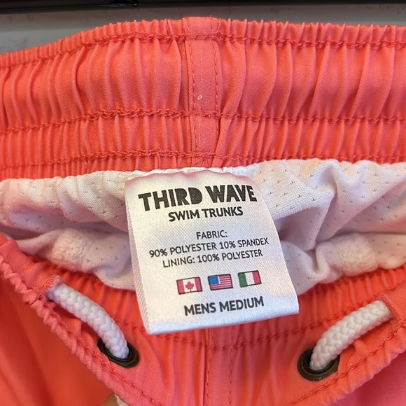 Third Wave Mens Compression Lined 5" Swim Trunks - Coral Pink Pocket Size Medium - Picture 9 of 9